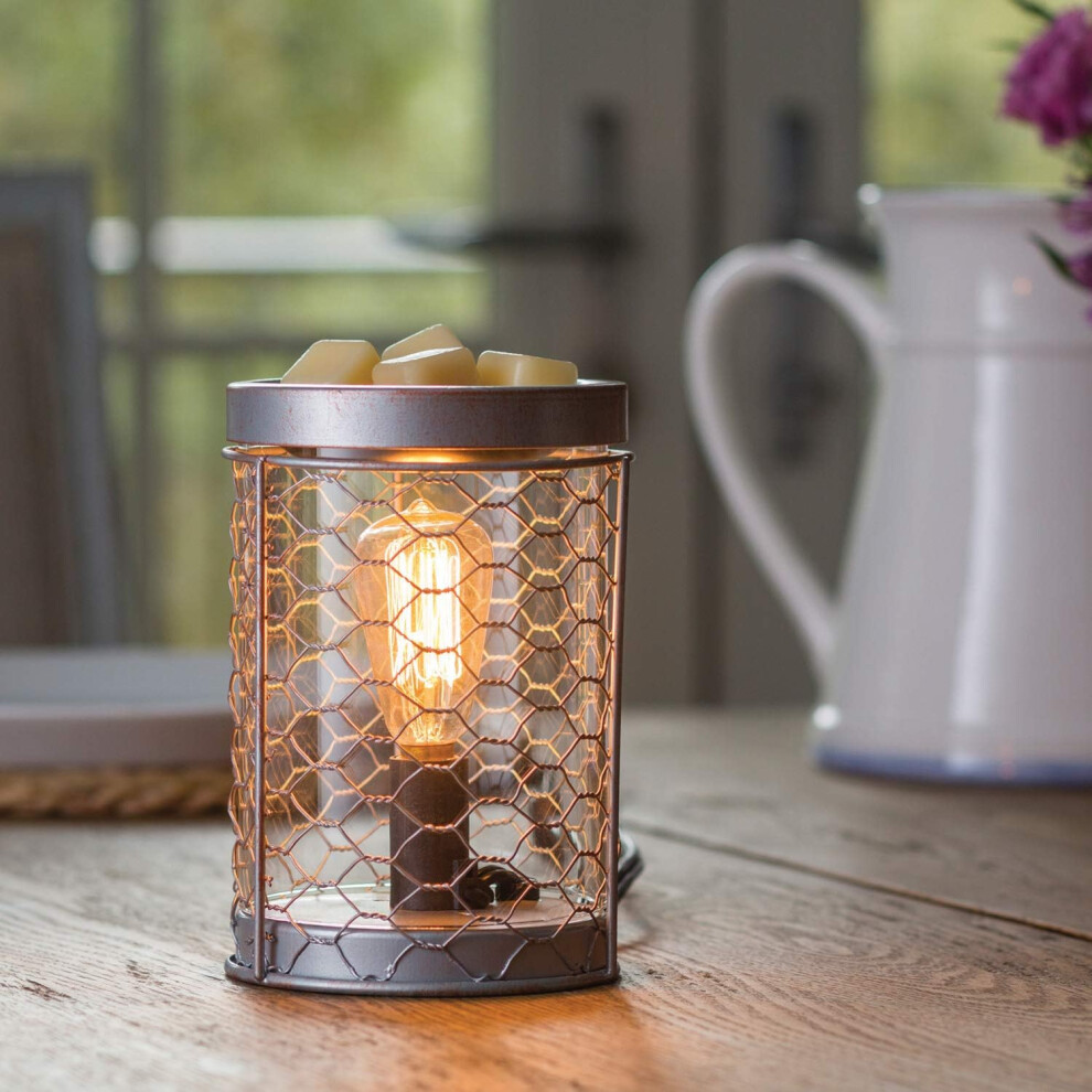 Vintage Bulb Illumination Fragrance Warmer - Chicken Wire