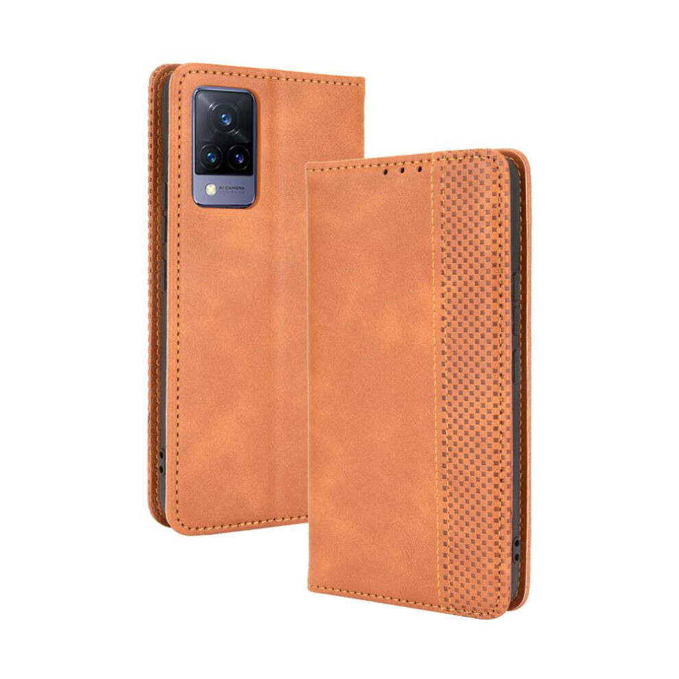 (Brown) Case For Vivo V21 4G/5G Magnetic Closure Pu Leather Wallet Brown 764499969322