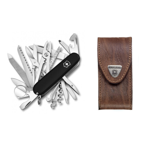 Victorinox (black/brown) Victorinox SWISS CHAMP Swiss army knife bundle pack - with free Victorinox pouch