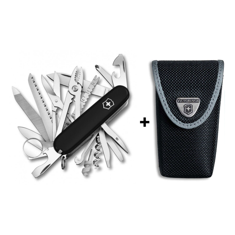 (black/black (nylon)) Victorinox SWISS CHAMP Swiss army knife bundle pack - with free Victorinox pouch
