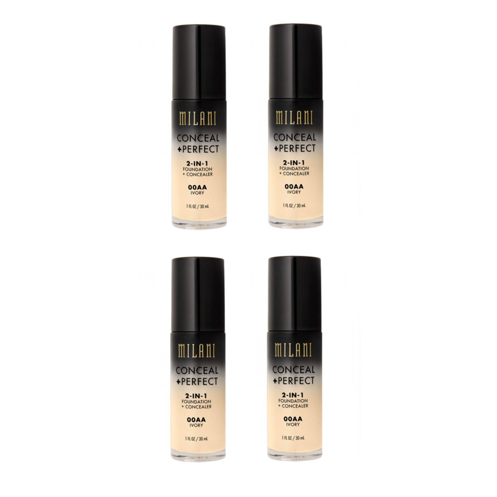 Milani Conceal And Perfect 2 In 1 Foundation + Concealer Ivory 30ml x4