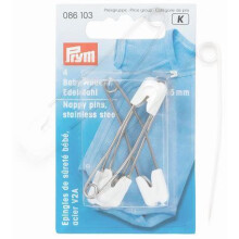 Prym 5mm Nappy Pins Stainless Steel and White 4 Pins Per Pack