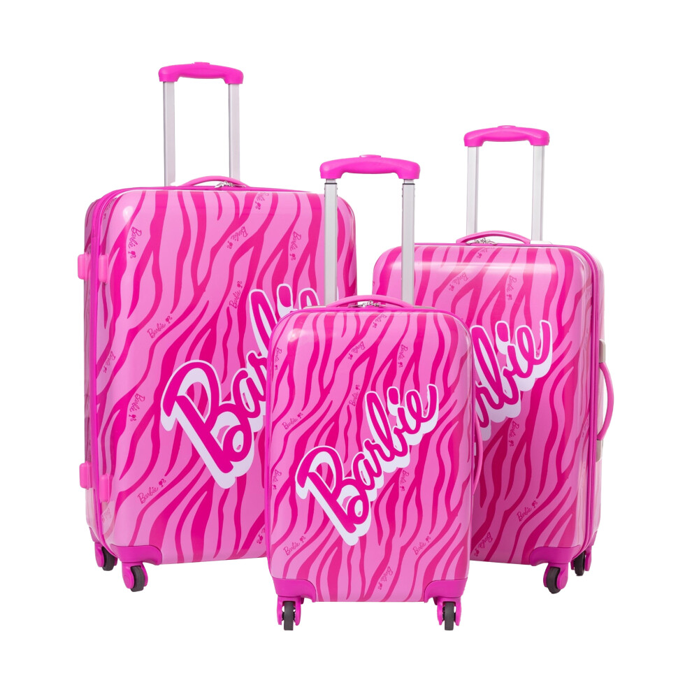 (56cm x 22cm x 33cm, Pink) Barbie Hardshell 4 Wheeled Suitcase