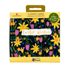 Pack Of 6 Mind Easter Wishes Floral Easter Cards Charity Greeting Cards