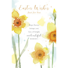 Easter Wishes For You Watercolour Daffodil Easter Card Traditional Greeting Card