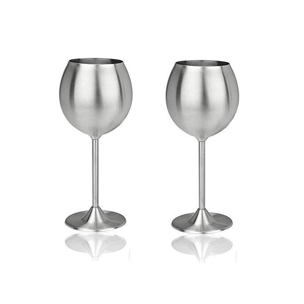 (Stemmed, Set of Two) Wine Glasses Stainless Steel Wine Glasses Goblets Champagne Bar Party Banquet