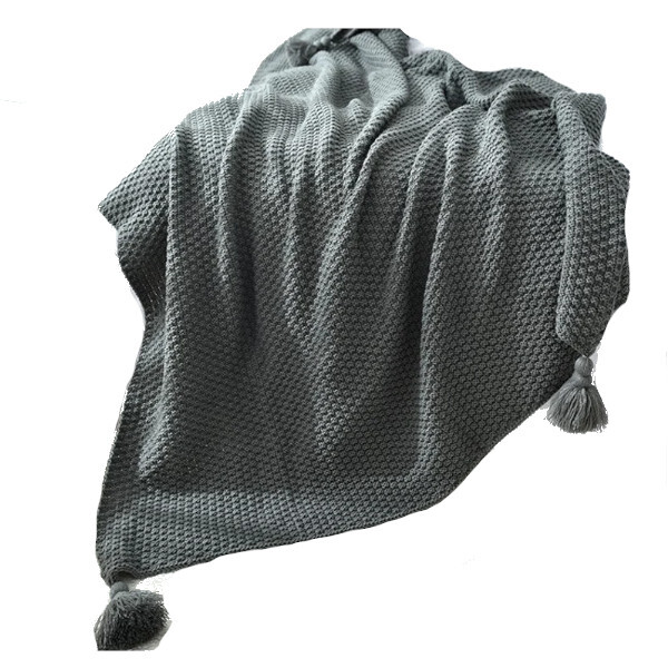 130Cm X 170Cm Warm Cozy Knitted Throw Blanket Grey on OnBuy