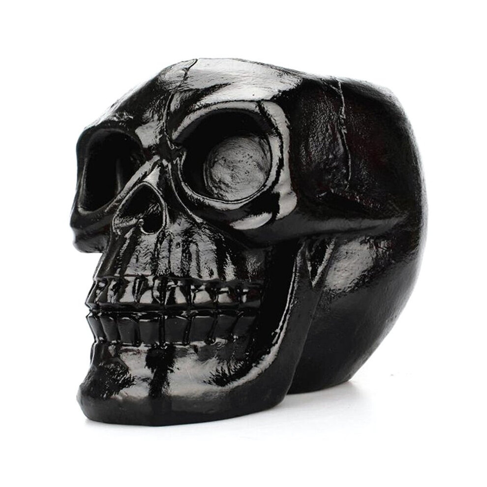 Black Skull Desktop Pen Holder Storage Case Resin Pencil Organizer Decoration Pen Holders-image-OPC-P9N675D-NEW