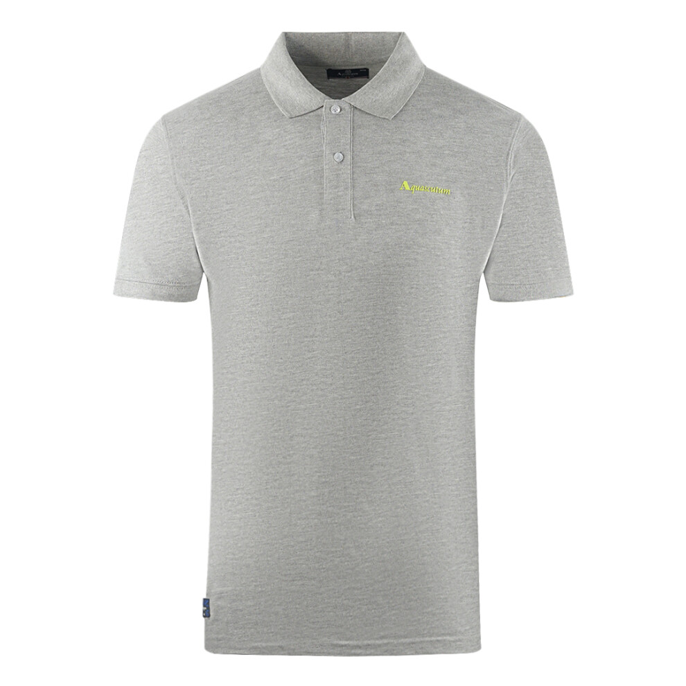 (L) Aquascutum Brand Logo Plain Grey Polo Shirt