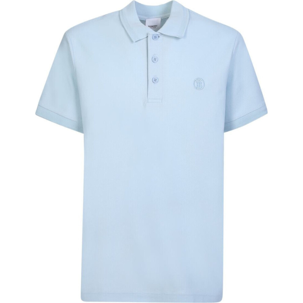 (S) Burberry Branded Circle Logo Sky Blue Polo Shirt