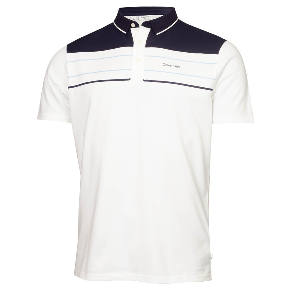 (XL, White) Calvin Klein Mens 2024 Eagle Moisture Wicking Lightweight Golf Polo Shirt