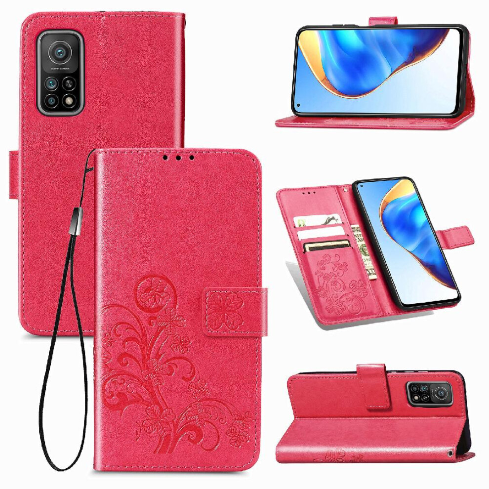 (Pink) Case For Xiaomi Redmi K30s Four Leaf Clover Flip Cover Leather Case Short Strap Exquisite Business Pink 764499970250