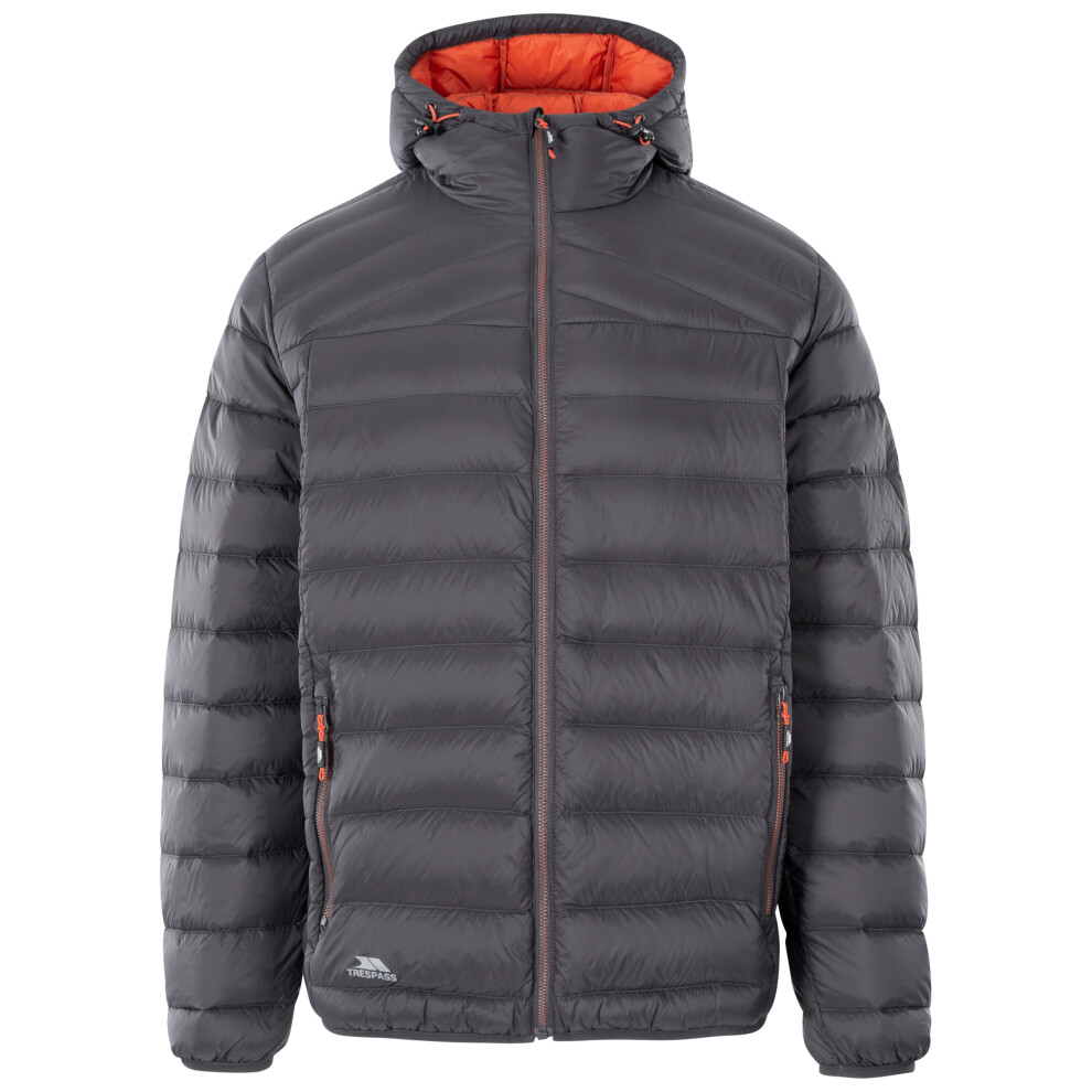 (L, Dark Grey / Burnt Orange) Trespass Mens Down Jacket Packaway Whitman II