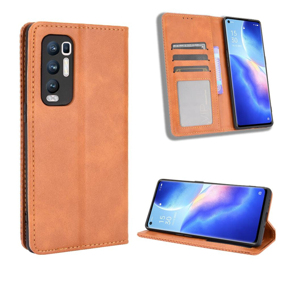 (Brown) Case For Oppo Find X3 Neo Pu Leather Wallet Magnetic Closure Brown 764499970915