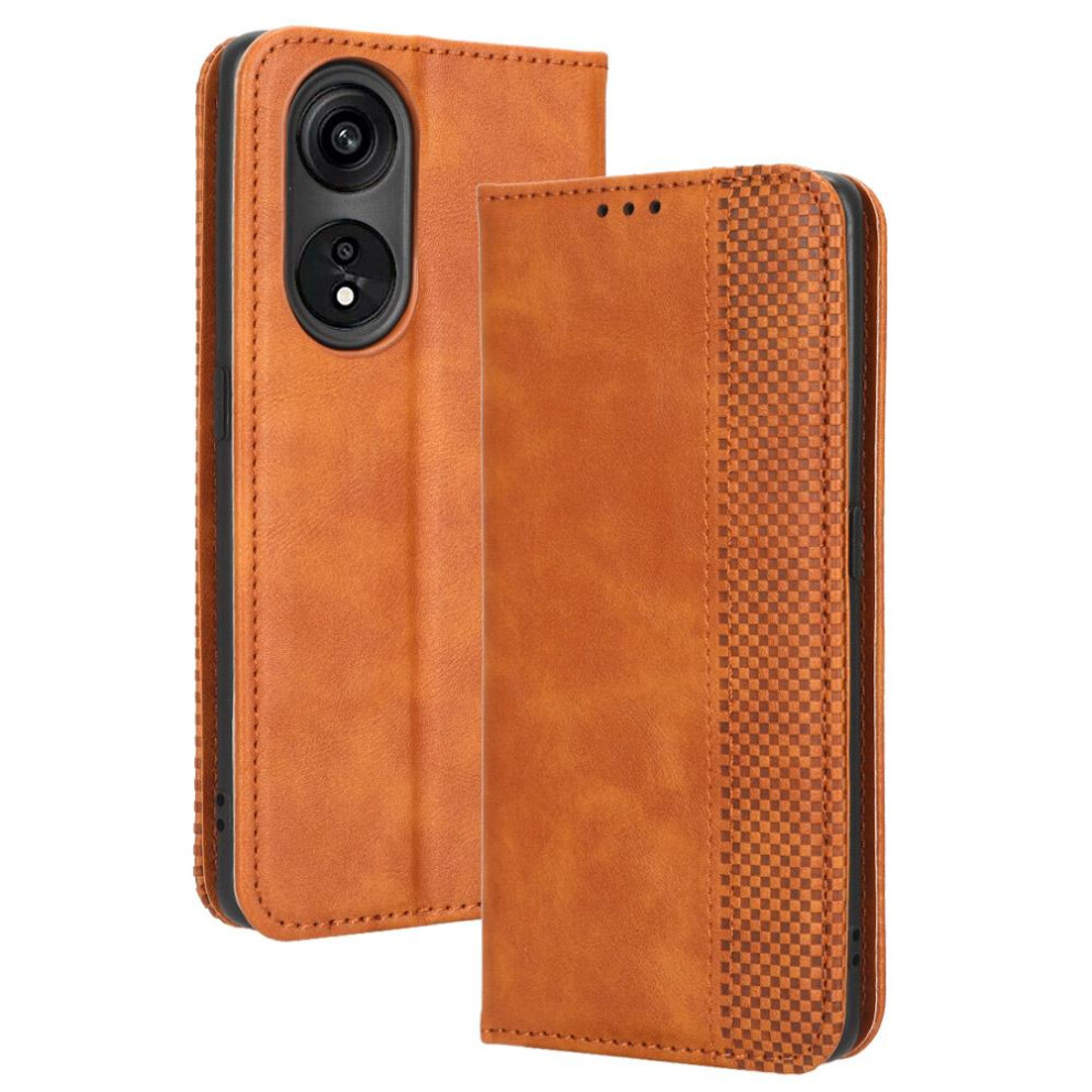 (Brown) Case For Oppo Reno 8T 5G Wallet Magnetic Closure Pu Leather Brown 764499971202