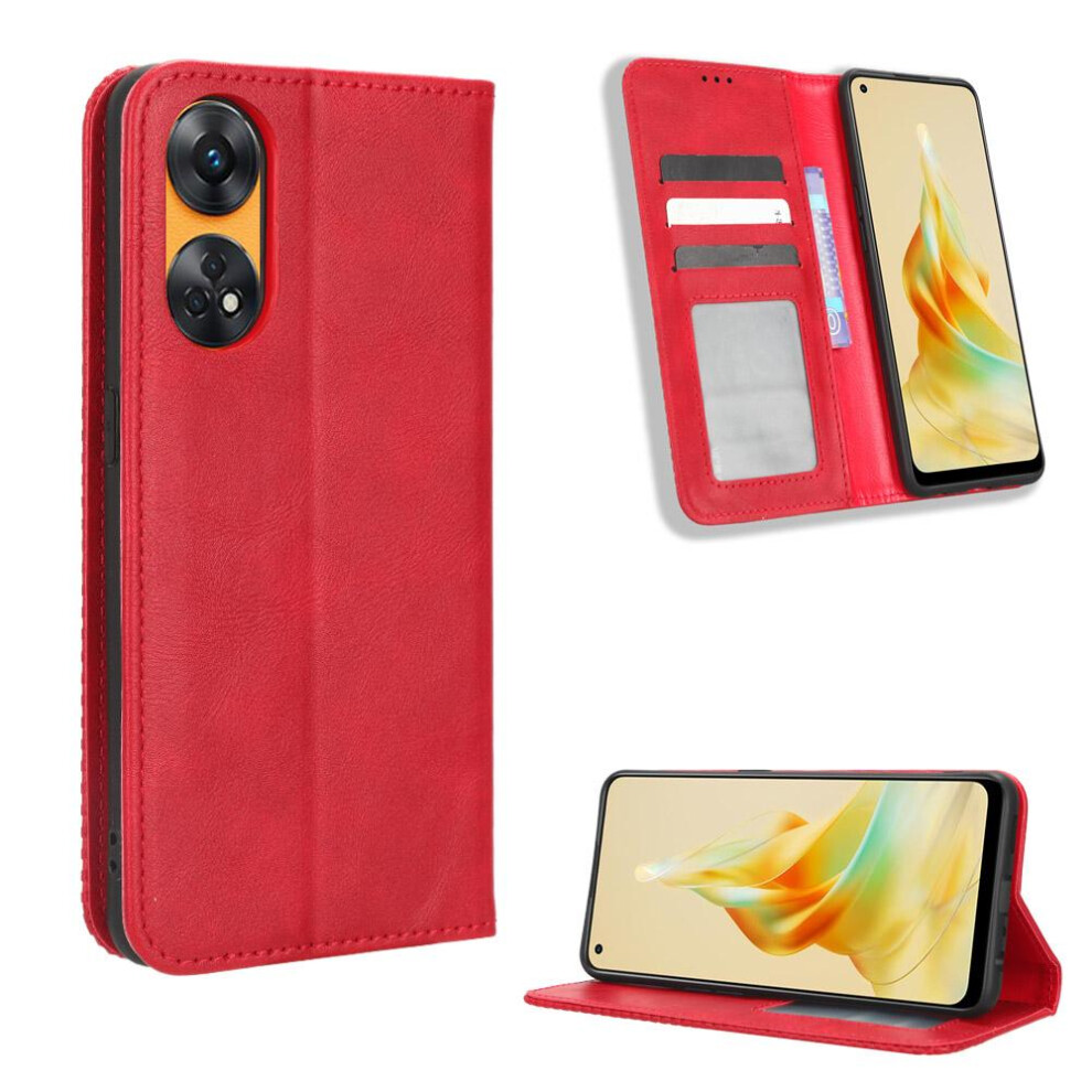 (Red) Case For Oppo Reno 8T 4G Wallet Pu Leather Magnetic Closure Red 764499971332