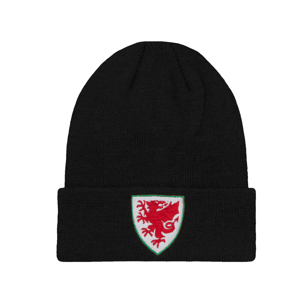 (Black Beanie) FA Wales Knitted Hat Beanie Bobble Official FAW Football Gift