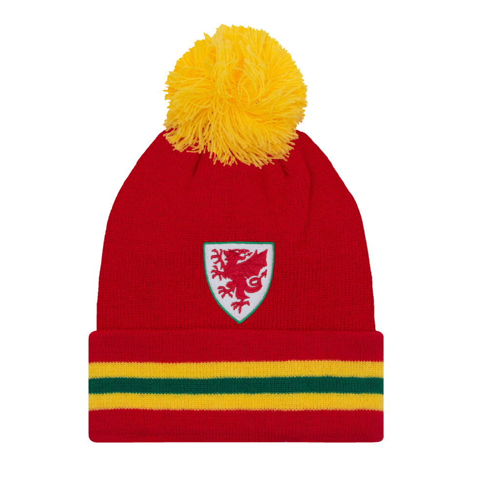 (Red Yellow Green Bobble) FA Wales Knitted Hat Beanie Bobble Official FAW Football Gift