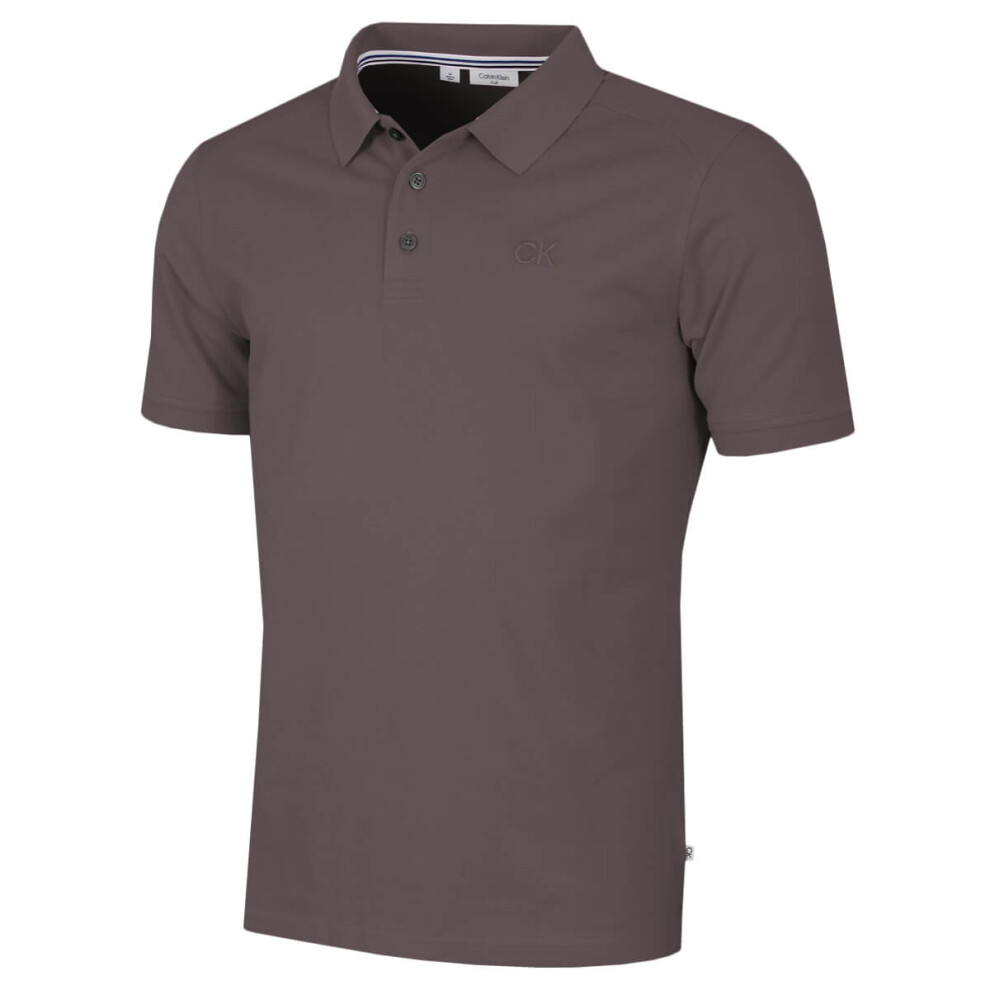 (M, Slate) Calvin Klein Mens North Coast Moisture Wicking Polo Shirt