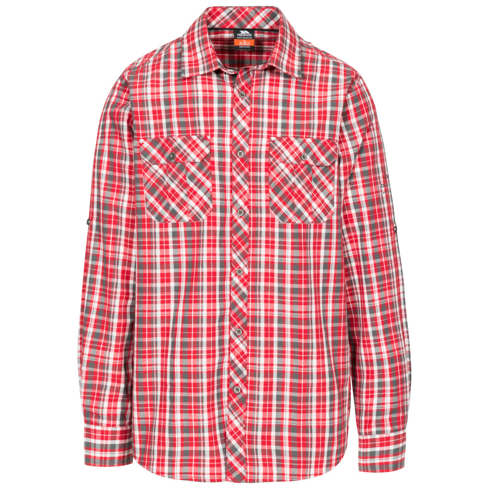 (L, Red Check) Trespass Mens Long Sleeve Shirt Collector