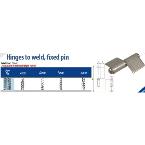 Hinge 100mm Steel wing type - 1 pair - left and right hand 1