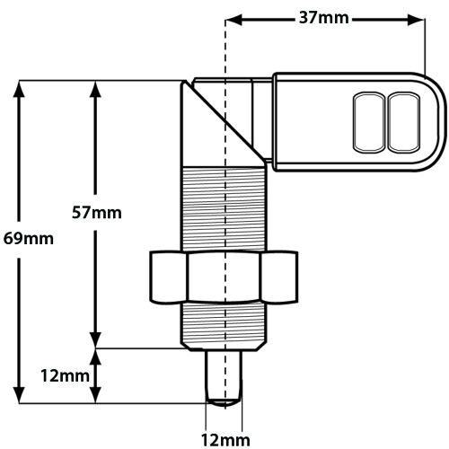 Piston à came M20x1.5 Broche en acier noirci 12 mm 1