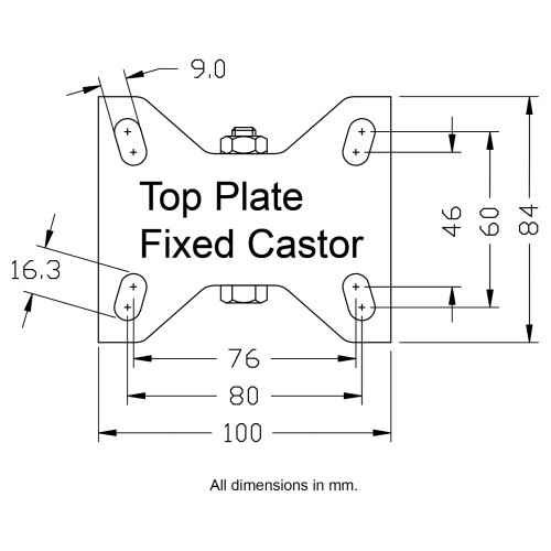 100mm 4" castor grey rubber tyre fixed strong 110kg capacity 1