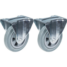 160mm 6" castor grey rubber tyre fixed strong 270kg capacity, set of 2