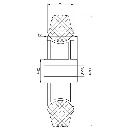 Pneu de borracha cinza com roda de 200 mm e 8 "com centro de plástico com capacidade de 820 kg, conjunto de 4 2