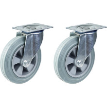 200mm 8" castor grey rubber tyre swivel strong 410kg capacity, set of 2