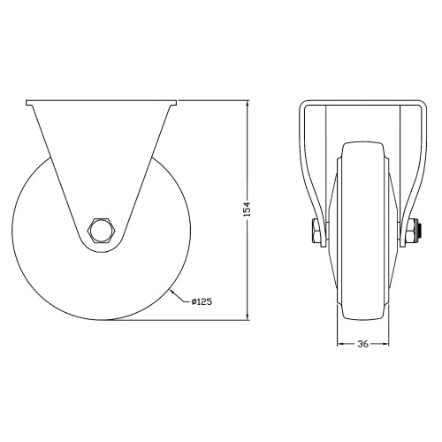 Parnells 125mm 5" castor blue rubber fixed strong 400kg capacity, set of 2 2