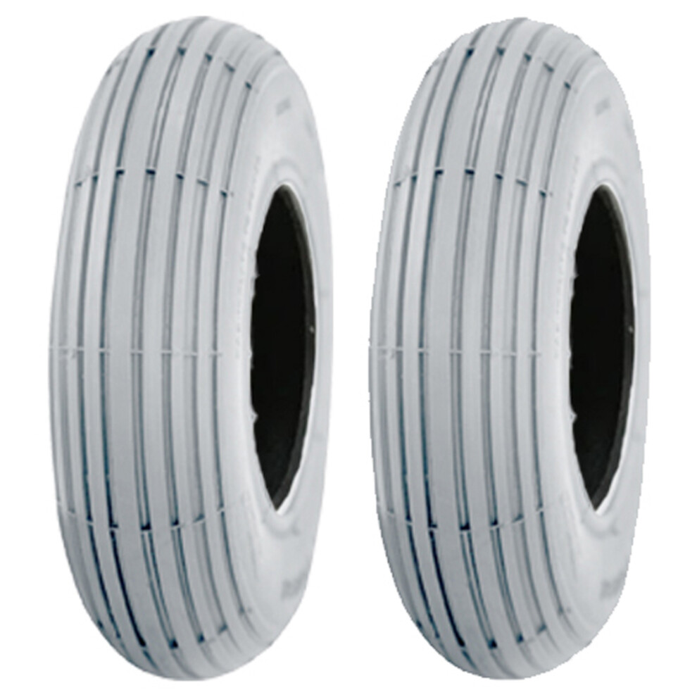 Wanda-Amanda Grey Mobility Scooter Tyre 200X50 Ribbed Tire Non Marking Wheelchair - Set Of 2.