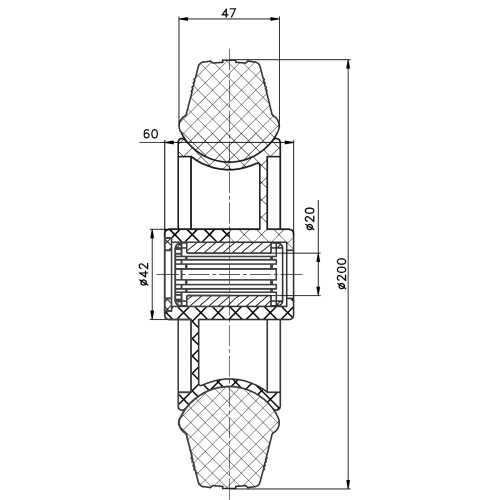 Pneu de borracha cinza com roda de 200 mm e 8 "com centro de plástico com capacidade de 820 kg, conjunto de 4 2