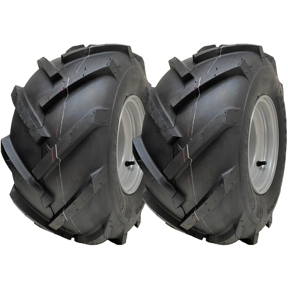 18x9.50-8 Open Centre Tyres on Rim Cleated Rotovator 4 Stud 100mm PCD (Set of 2)