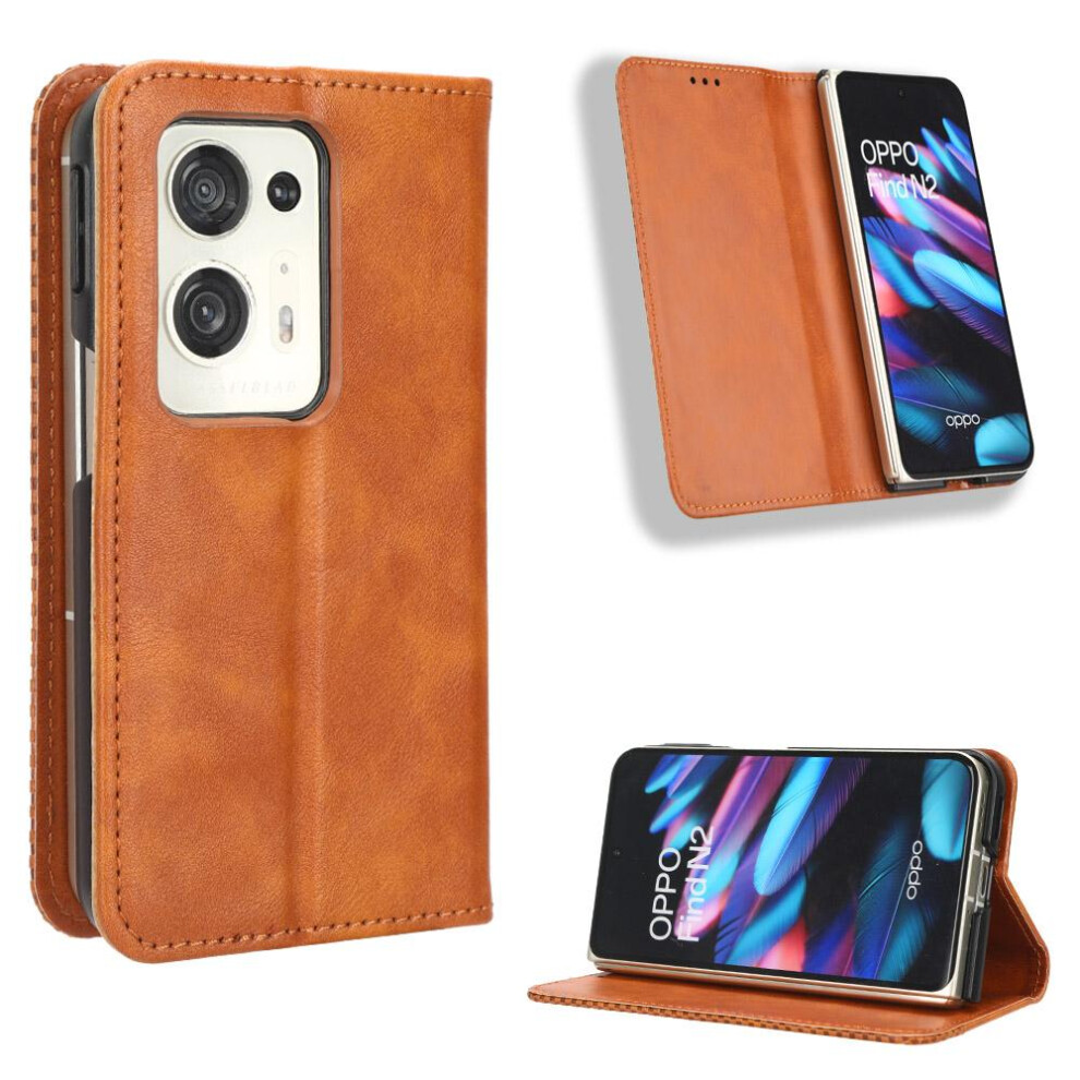 (Brown) Case For Oppo Find N2 Pu Leather Wallet Magnetic Closure Brown 764499973008