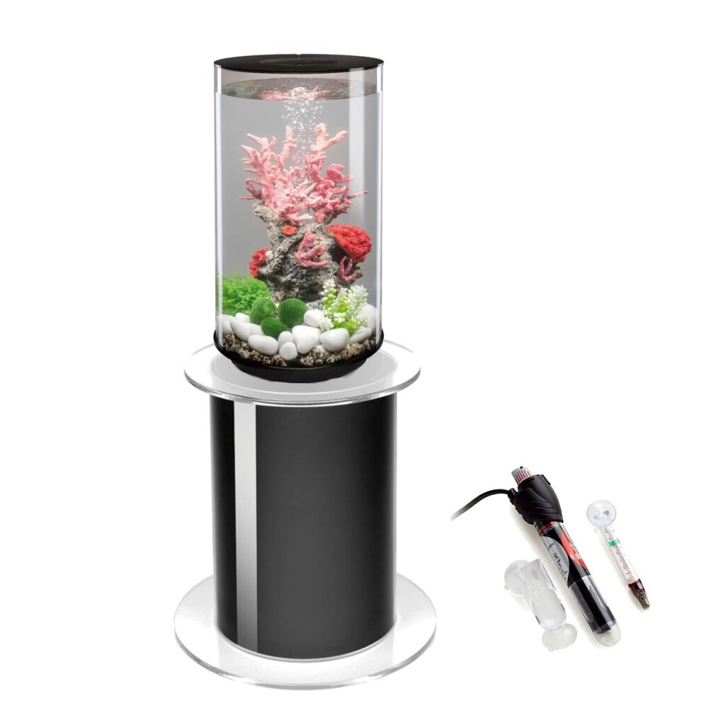 biOrb Tube 30L Black Aquarium with MCR LED Lighting, Stand and Heater Pack