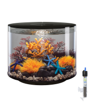 biOrb Tube 35L Black Aquarium with MCR LED Lighting and Heater Pack