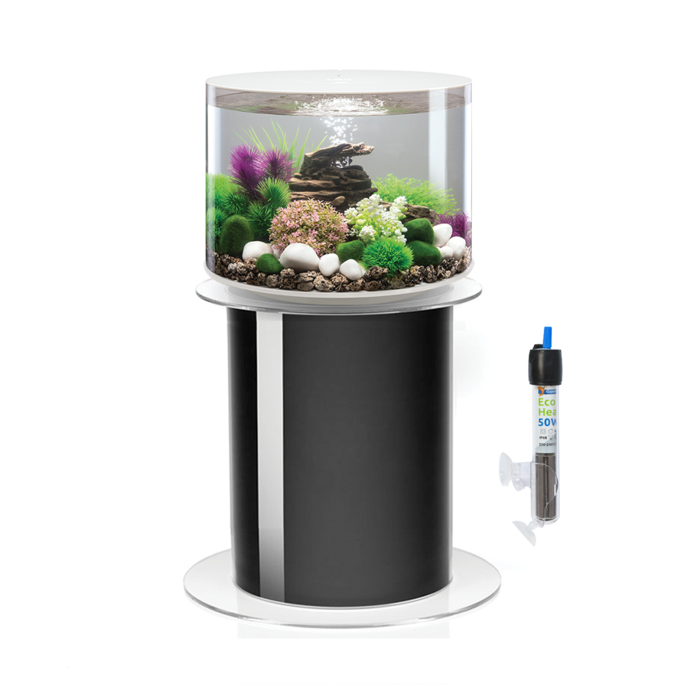 biOrb Tube 35L White Aquarium with MCR LED Lighting, Stand and Heater Pack