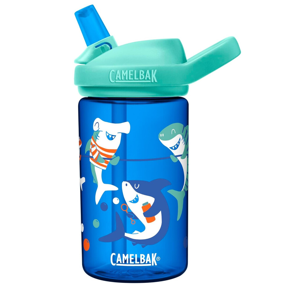 (shark summer) Camelbak Eddy+ Kids water bottle 400ml spill proof flip top flask - ltd edition