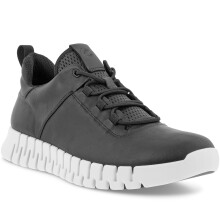 (10.5-11 (45EU) UK, Black) ECCO Mens Gruuv Leather Leisure Elastic Laces Trainers Sneakers Shoes