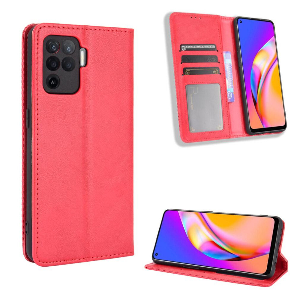 (Red) Case For Oppo A94 4G Wallet Pu Leather Magnetic Closure Red 764499973886
