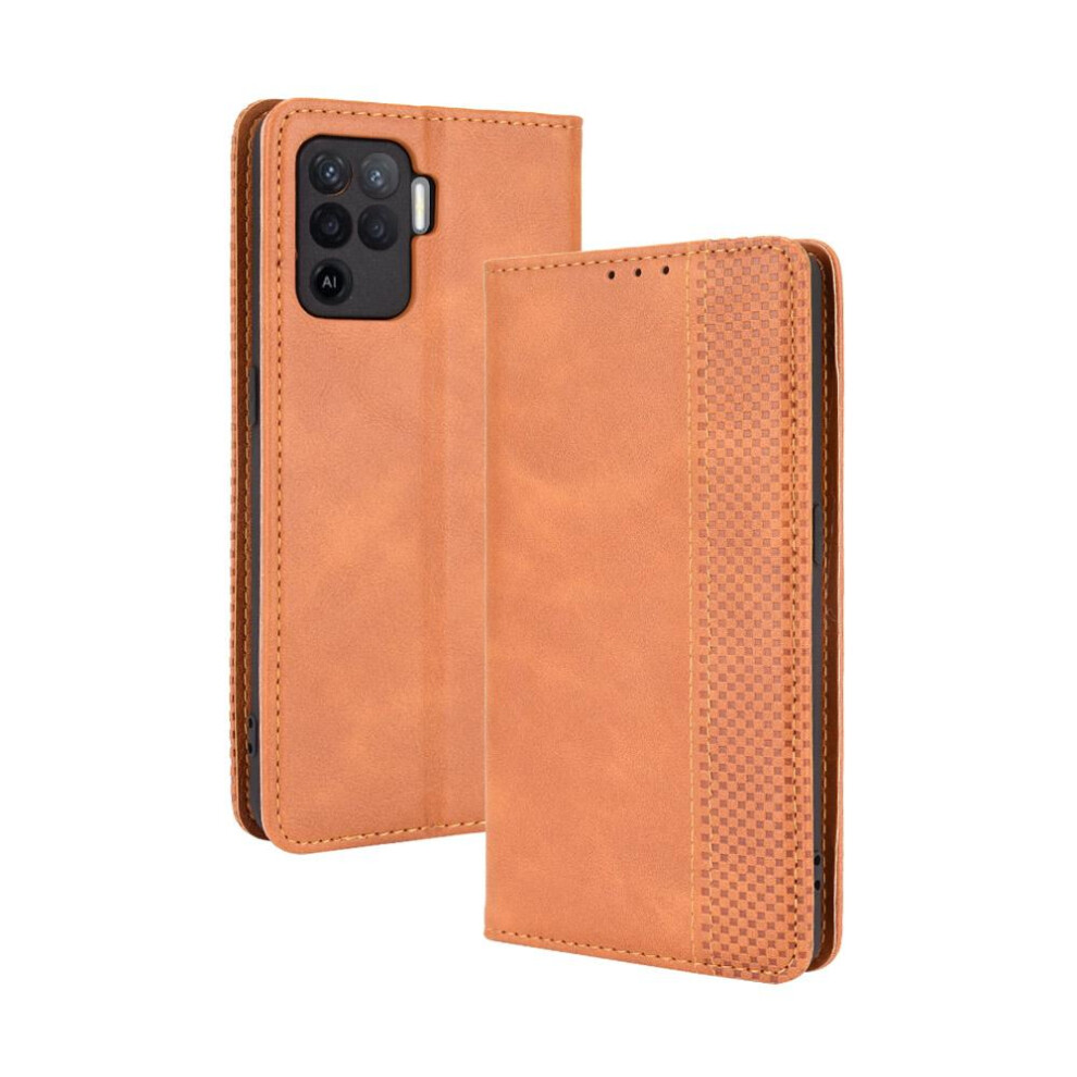 (Brown) Case For Oppo A94 4G Wallet Pu Leather Magnetic Closure Brown 764499973909