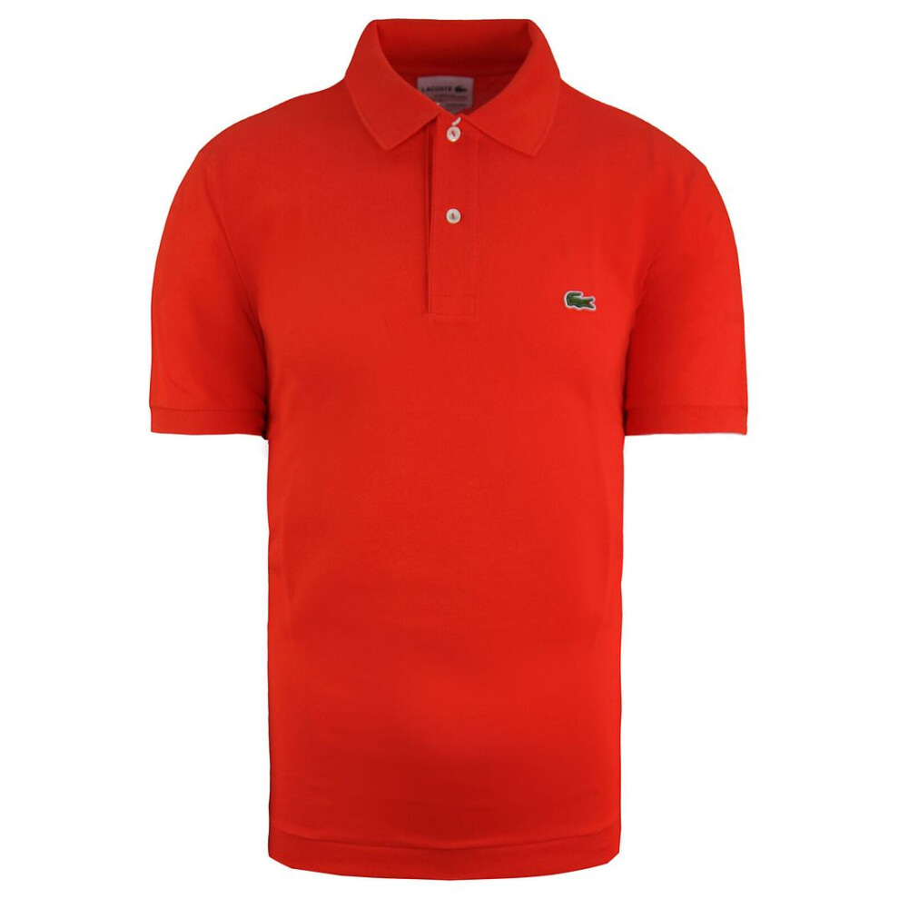 (XL) Lacoste Classic Fit Short Sleeve Collared Orange Mens Polo Shirt L1212 CAD (UK )