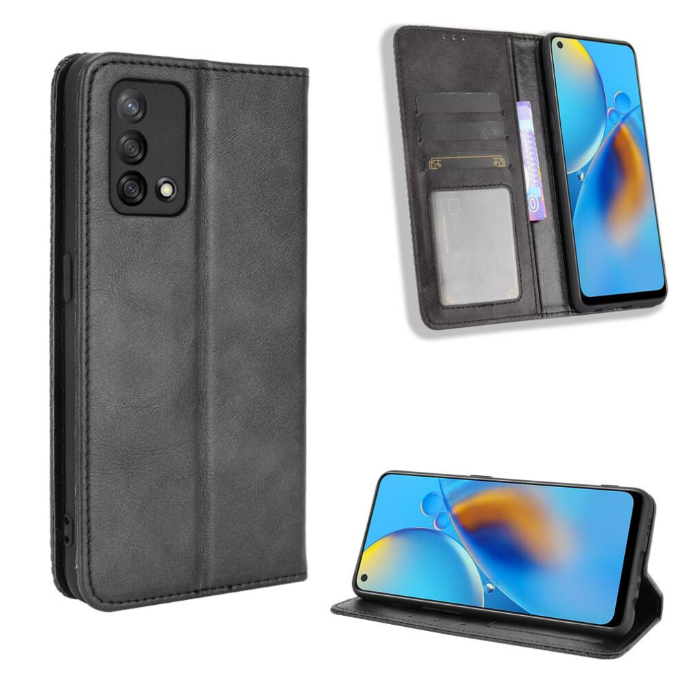 (Black) Case For Oppo A74 4G Wallet Pu Leather Magnetic Closure Black 764499974241