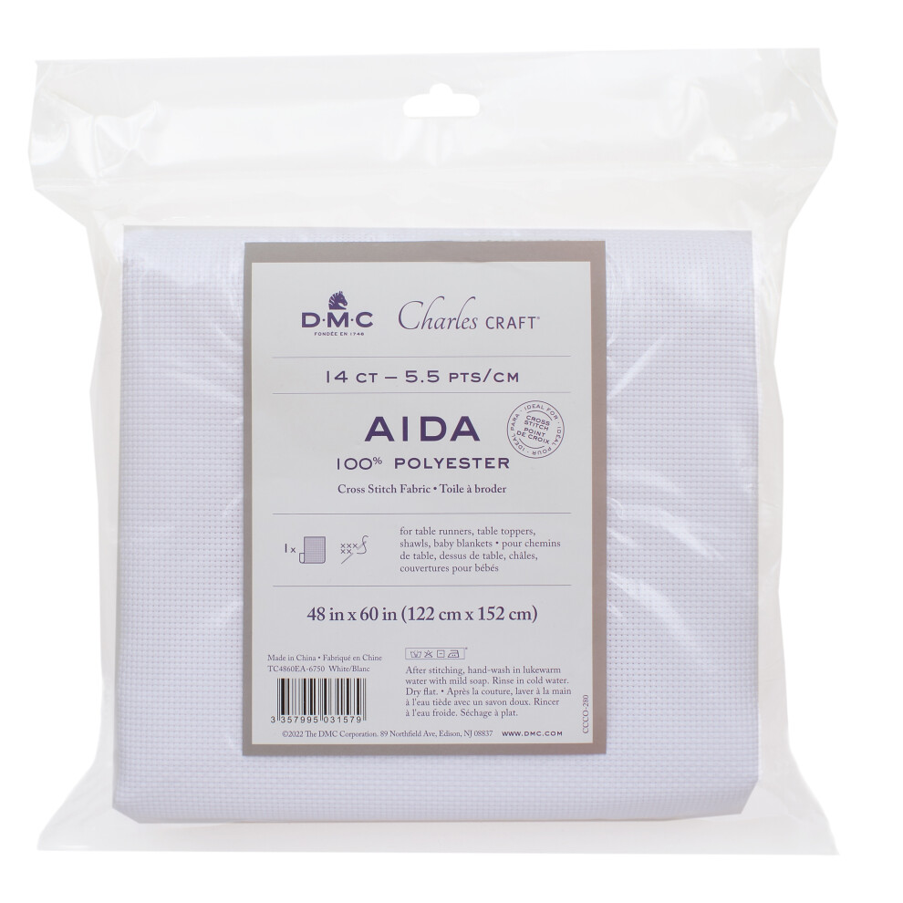 Dmc Charles Craft Polyester Aida 14 Count 48"X60"- Tc4860ea-6750 White