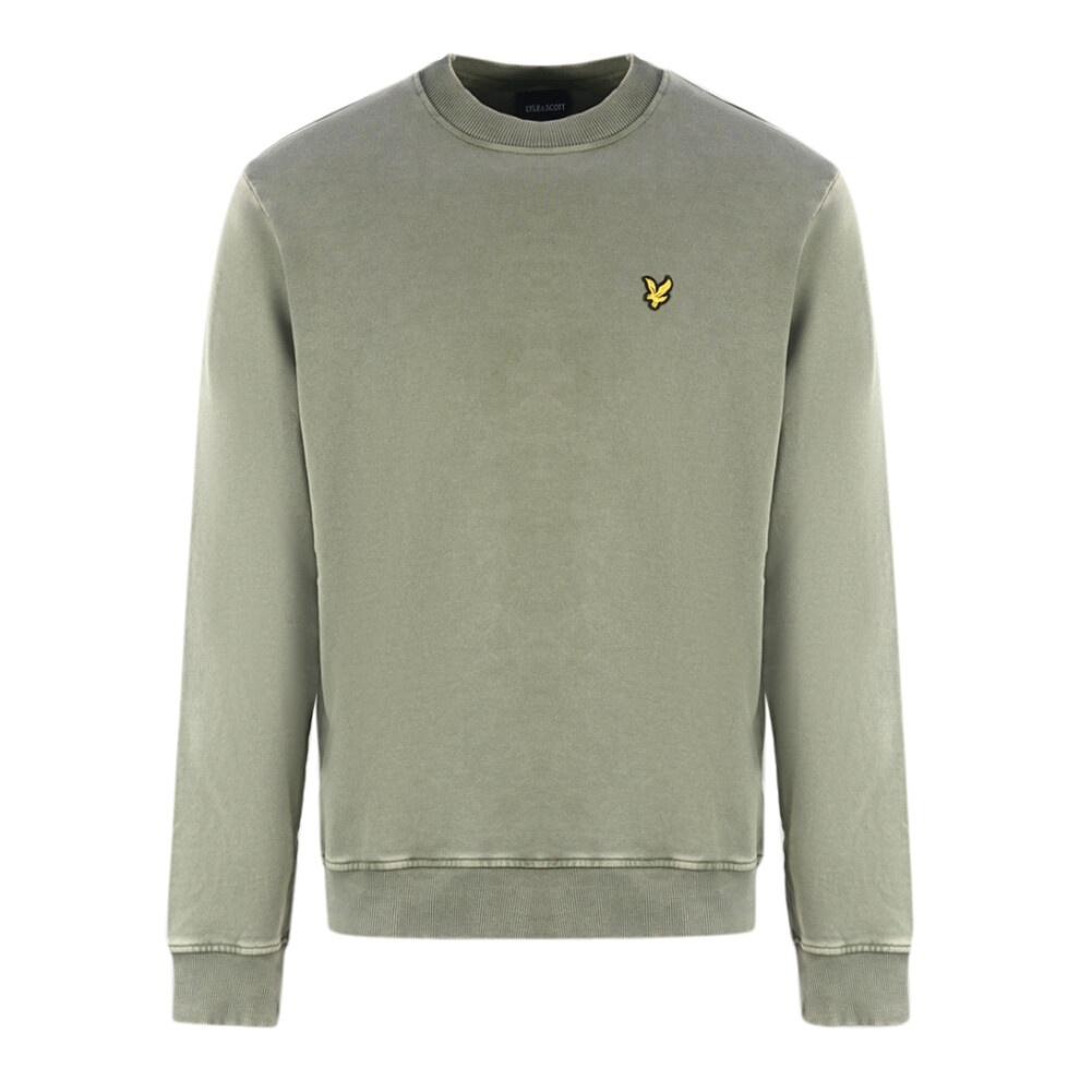 (M) Lyle & Scott Washed Mock Neck Green Sweater 