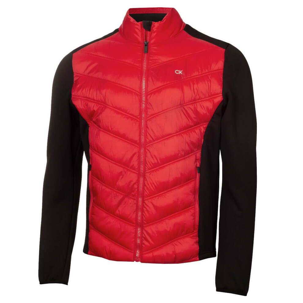 (S, Red) Calvin Klein Mens Frontera Insulated Breathable Hybrid Golf Jacket