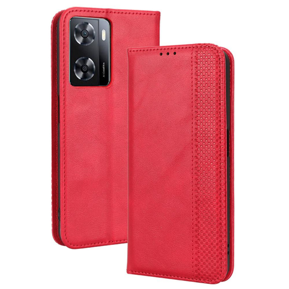 (Red) Case For Oppo A57 4G Pu Leather Wallet Magnetic Closure Red 764499974852