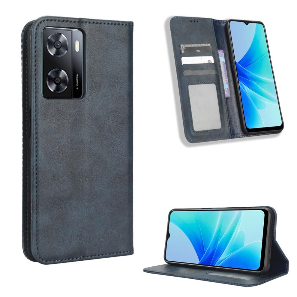 (Blue) Case For Oppo A57 4G Pu Leather Wallet Magnetic Closure Blue 764499974869