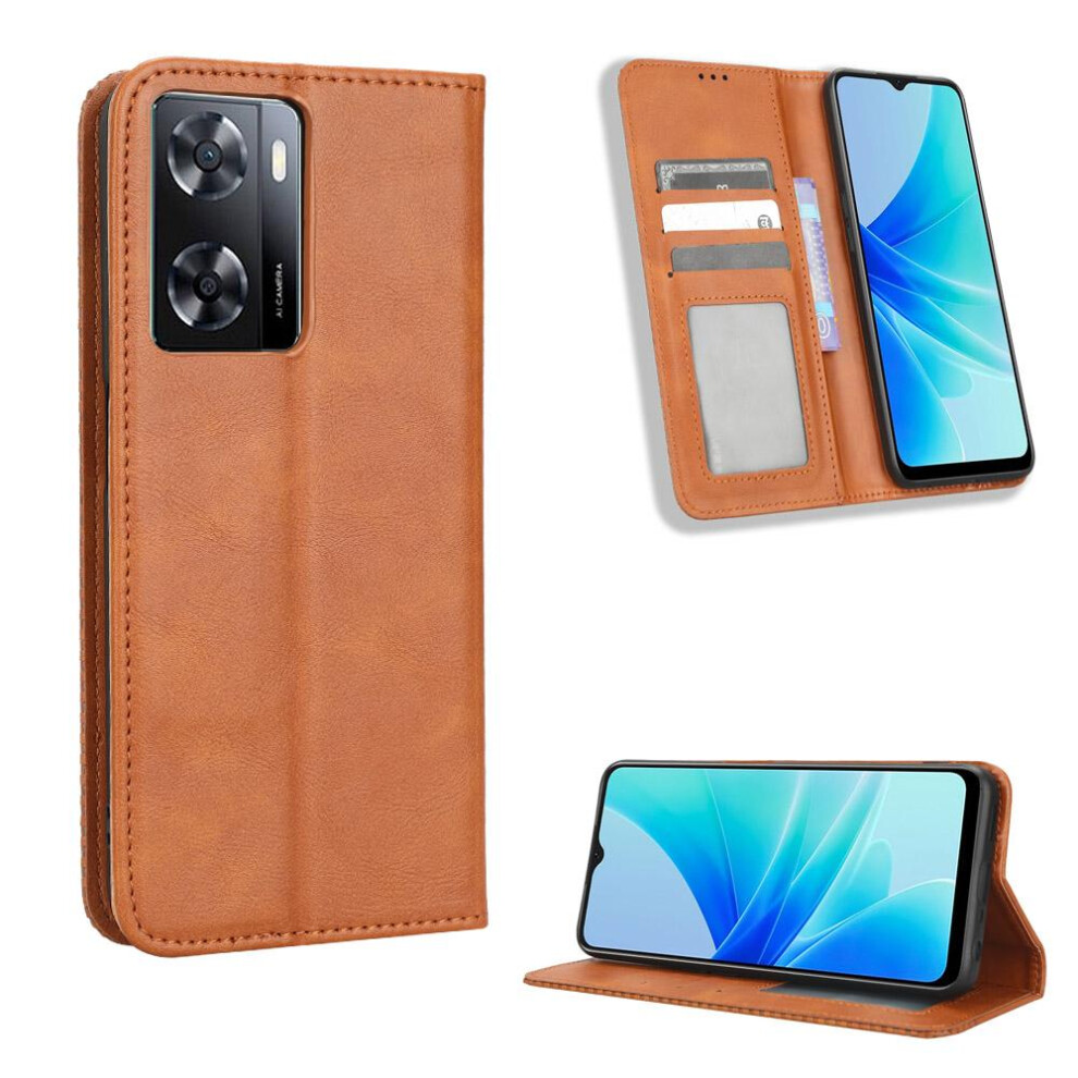 (Brown) Case For Oppo A57 4G Pu Leather Wallet Magnetic Closure Brown 764499974876